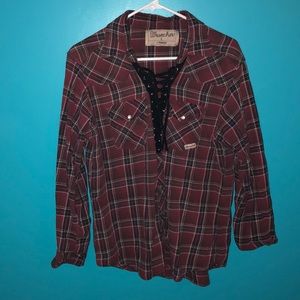 Wrangler lace-up flannel